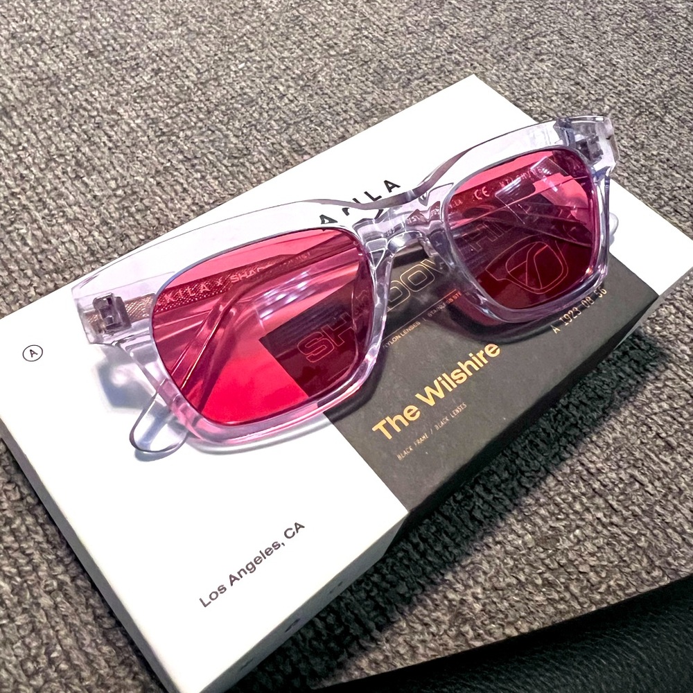 AKILA X SHADOW HILL Red Lens Icicle Clear Sunglasses Limited Edition Dead Stock